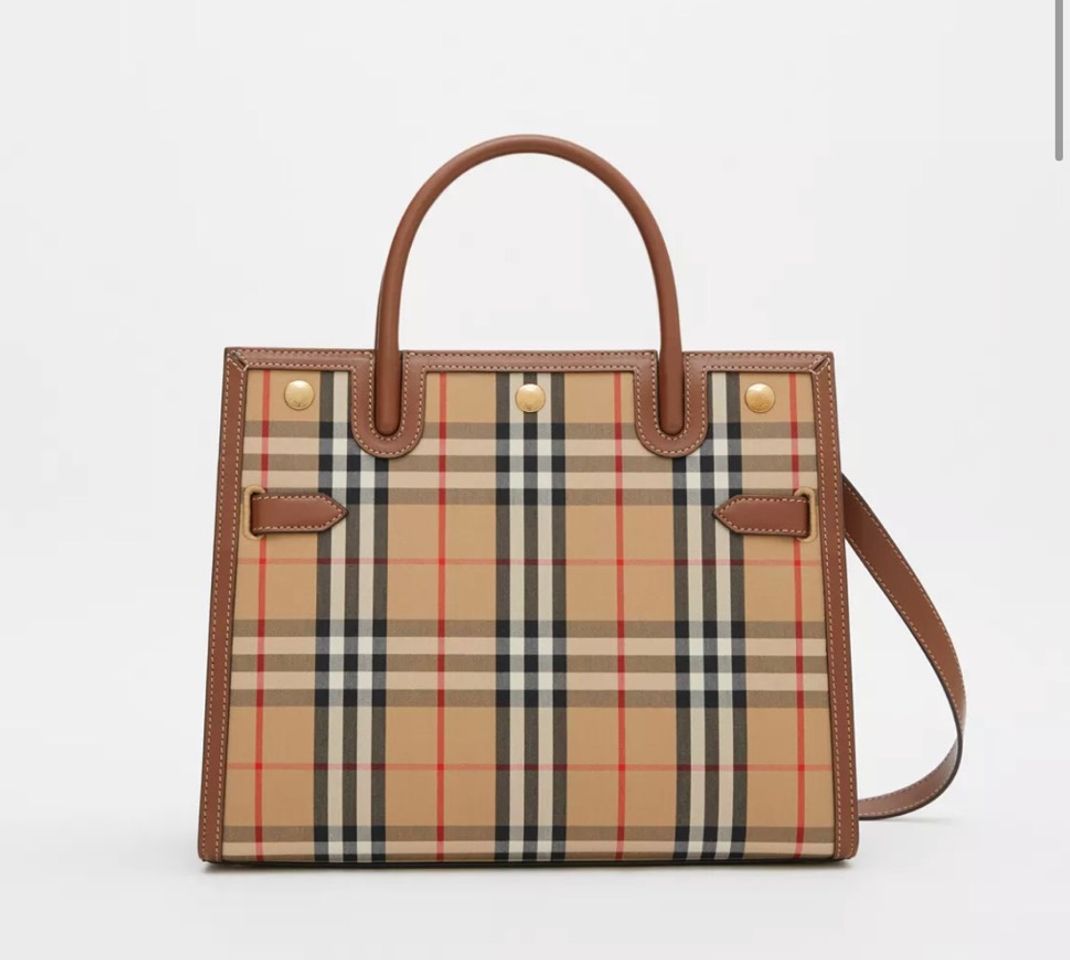 Fashion Bolsa Title com estampa Vintage Check e duas alças - Mini