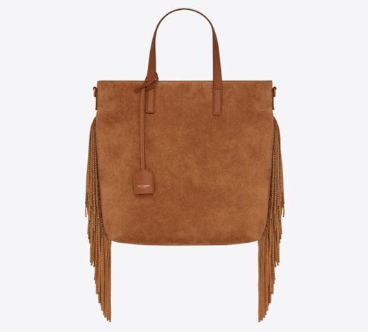 saint laurent n/s toy shopping bag in suede with studded fringes and ...