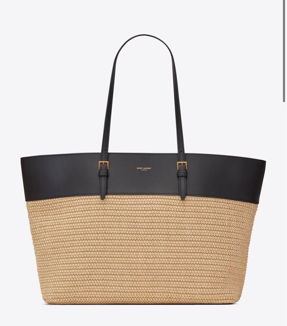 Fashion BOUCLE medium e/w shopping bag in raffia and smooth leather ...