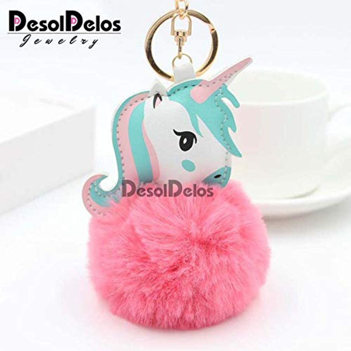 Fashion 35 Colores Pompón Unicornio Llavero Bola De Piel De Conejo Caballo Llavero