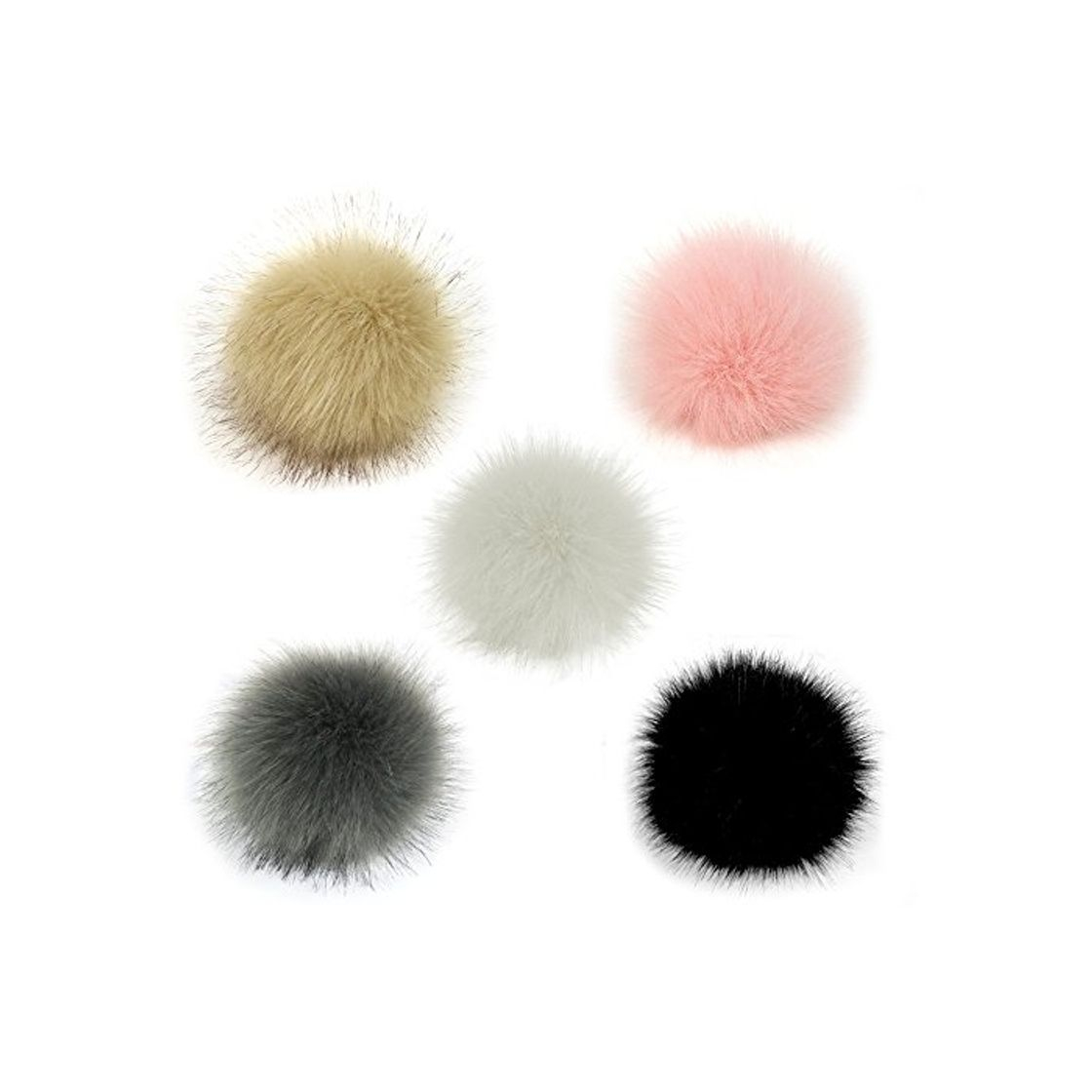 Products Gosear 5 Piezas 10 cm Faux Piel esponjosa Pom Pom Ball con cordón elástico Accesorios Desmontables para Tejer Sombrero de Lana de Punto Gorro de Invierno Gorro de esquí