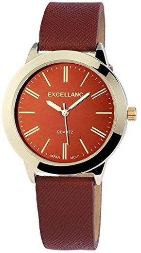 Excel lanc Reloj para mujer reloj de pulsera para mujer correa de imitación de cuero marrón 195207000027