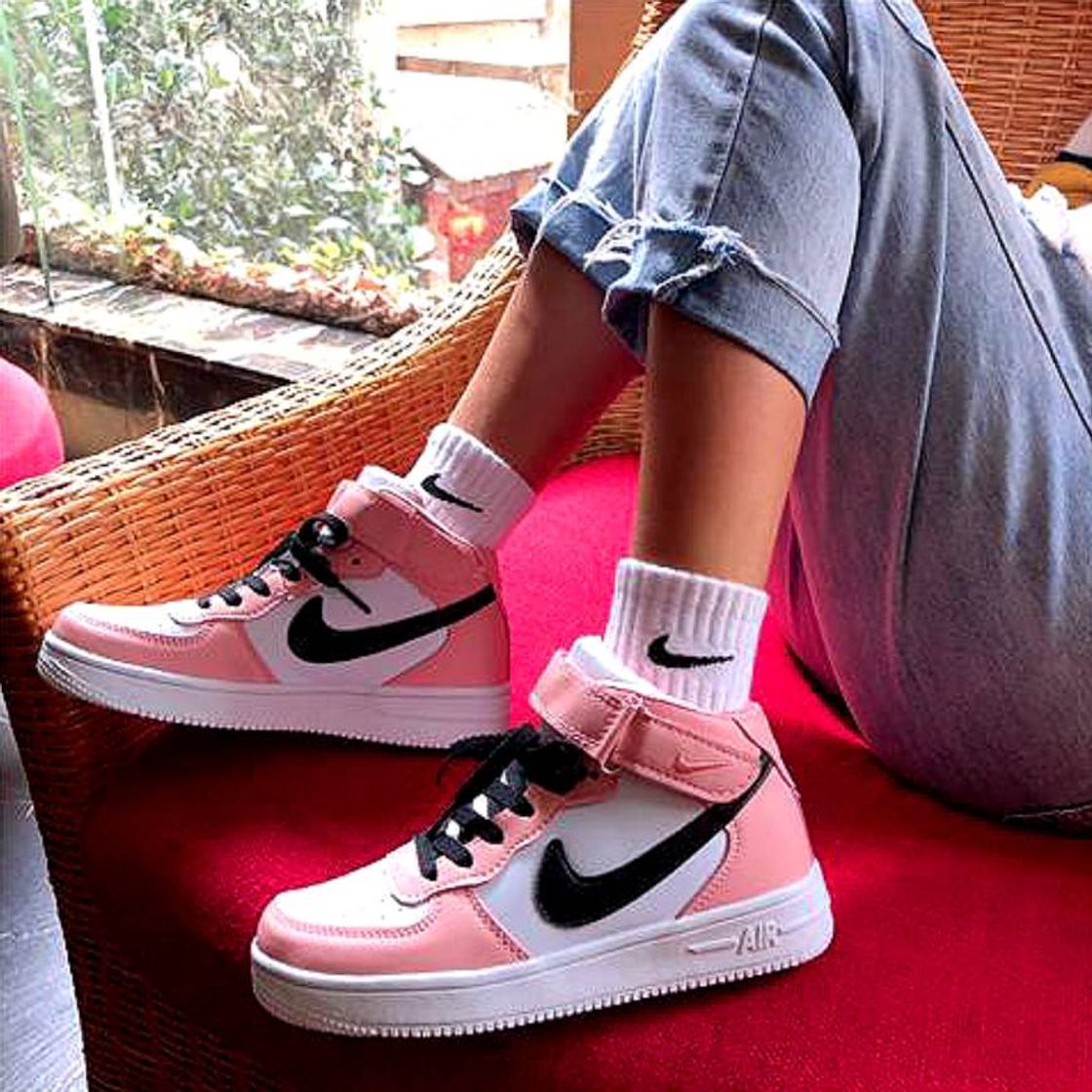 Fashion Aj Tênis Feminino Air Force One Com Cano Alto