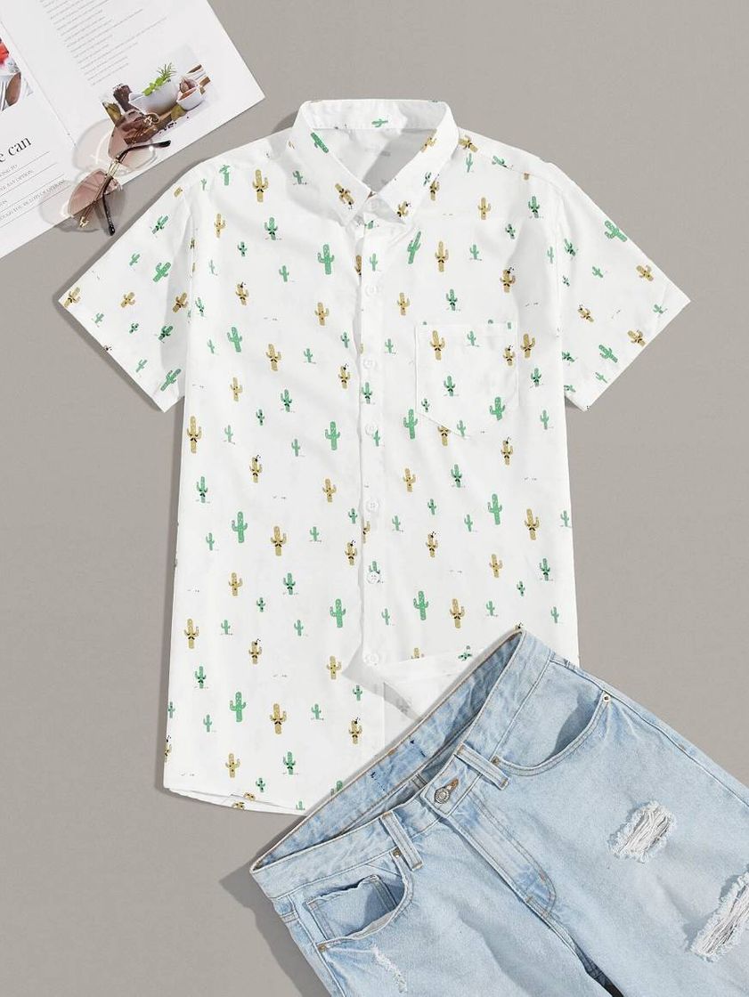 Fashion Camisa de cactus