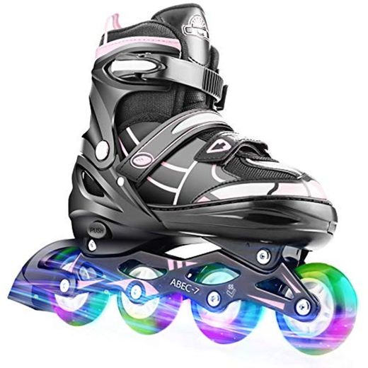 Hikole Patines en Línea para Niñas y Niños Patines 4 Ruedas Ajustable