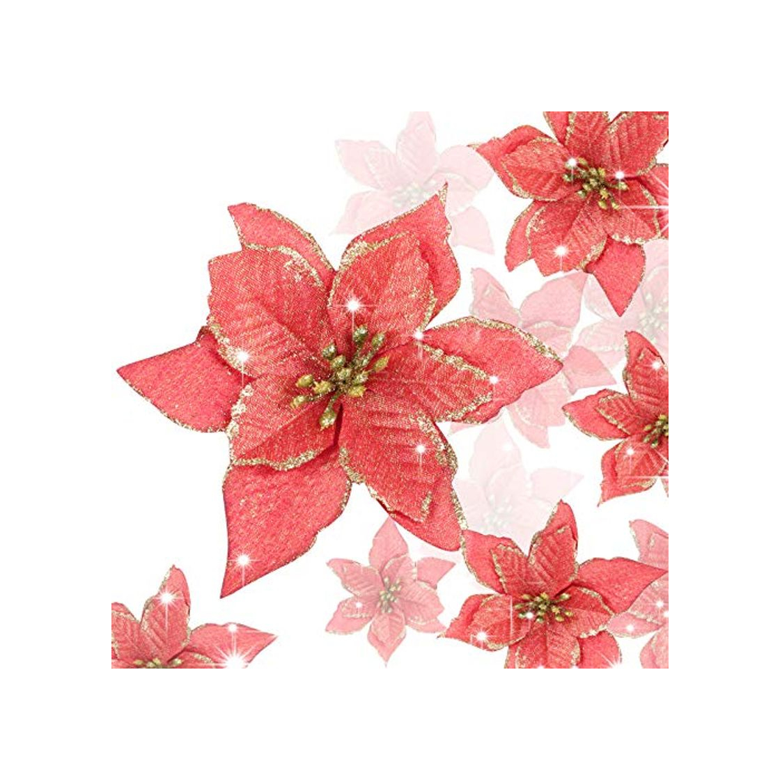 Producto UFLF 18pcs Flores Navideñas Artificiales Flores Falsas Plástico Decoración Temporada Adornos de Árbol Navidad Ornamentos Fiesta Casa Oficina Accesorios Regalos