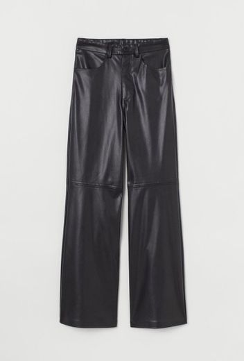 Pantalón en piel sintética - Negro - MUJER | H&M ES