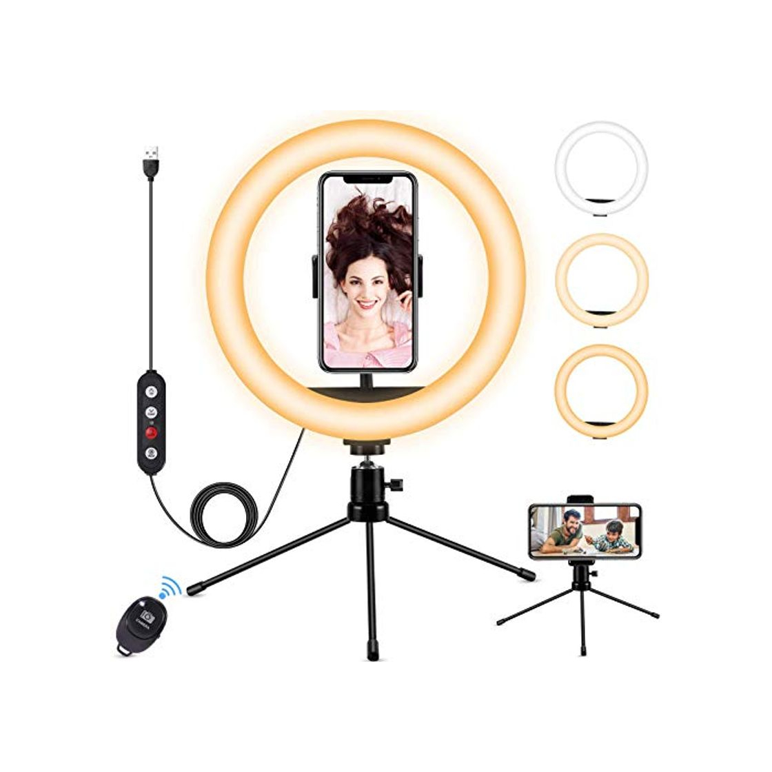 Product Fostoy Ring Light, Anillo de Luz para Selfies con Trípode Versátil y