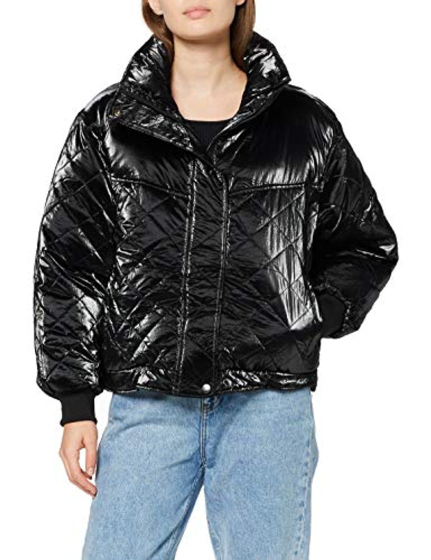 Fashion Urban Classics Ladies Vanish Oversized Diamond Quilt Jacket Chaqueta, Negro