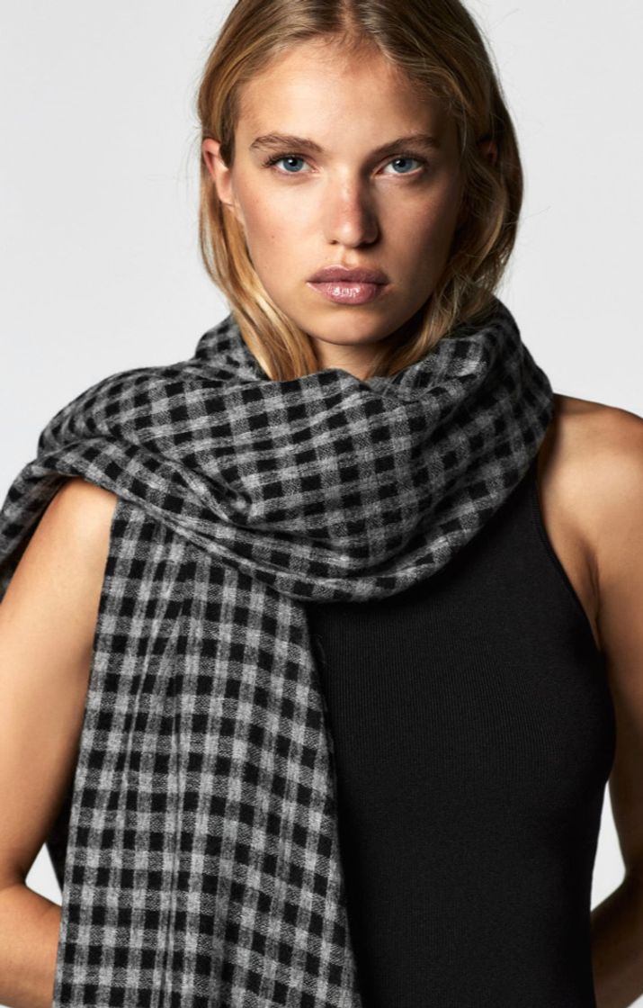 Fashion PLAID SCARF - charcoal gray