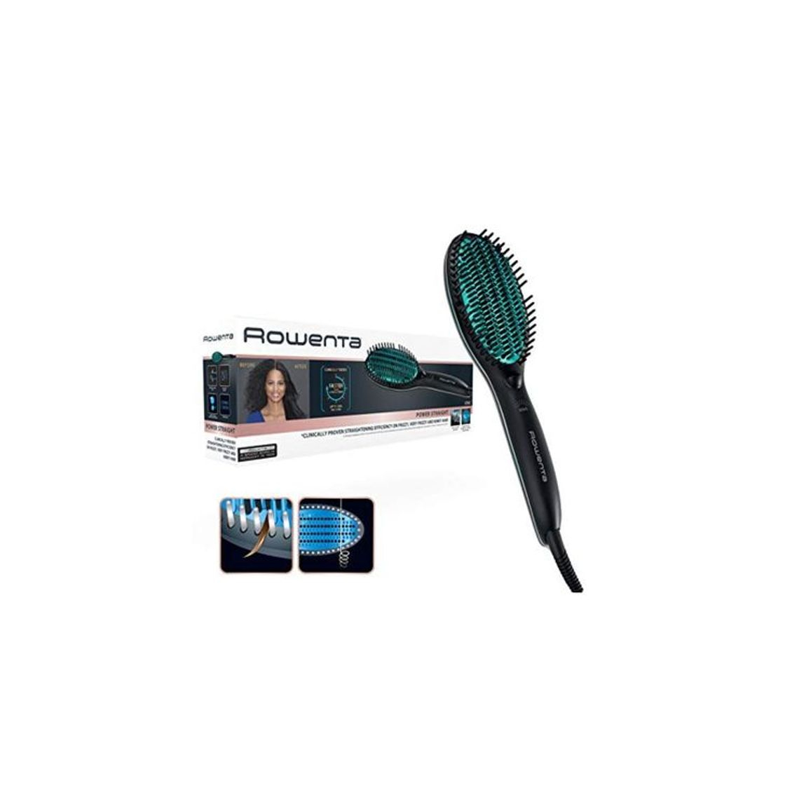 Beauty Rowenta Cepillo alisador Power Straight CF5820F0 - Cepillo especial para cabello muy