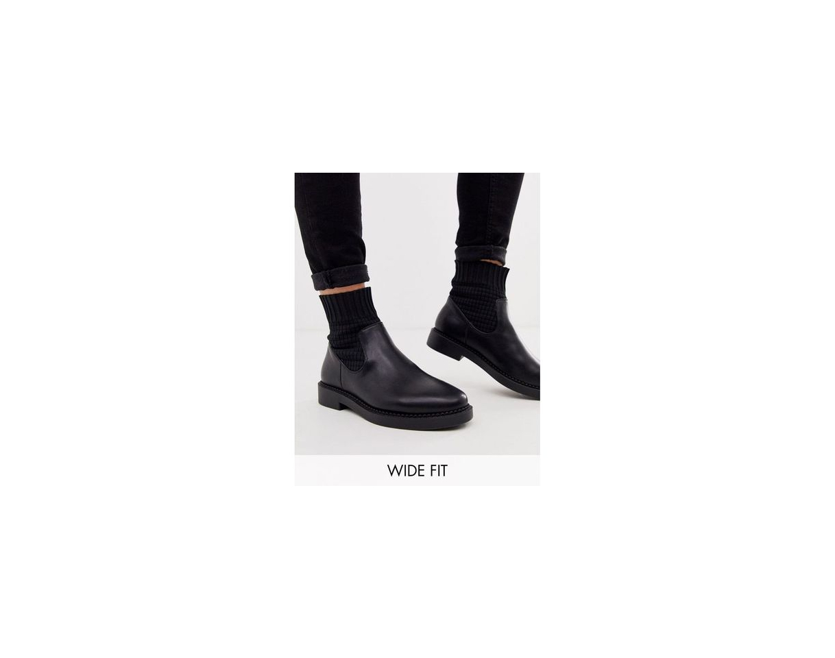 Fashion ASOS DESIGN Wide fit Amanda Chunky Sock Boots in Black