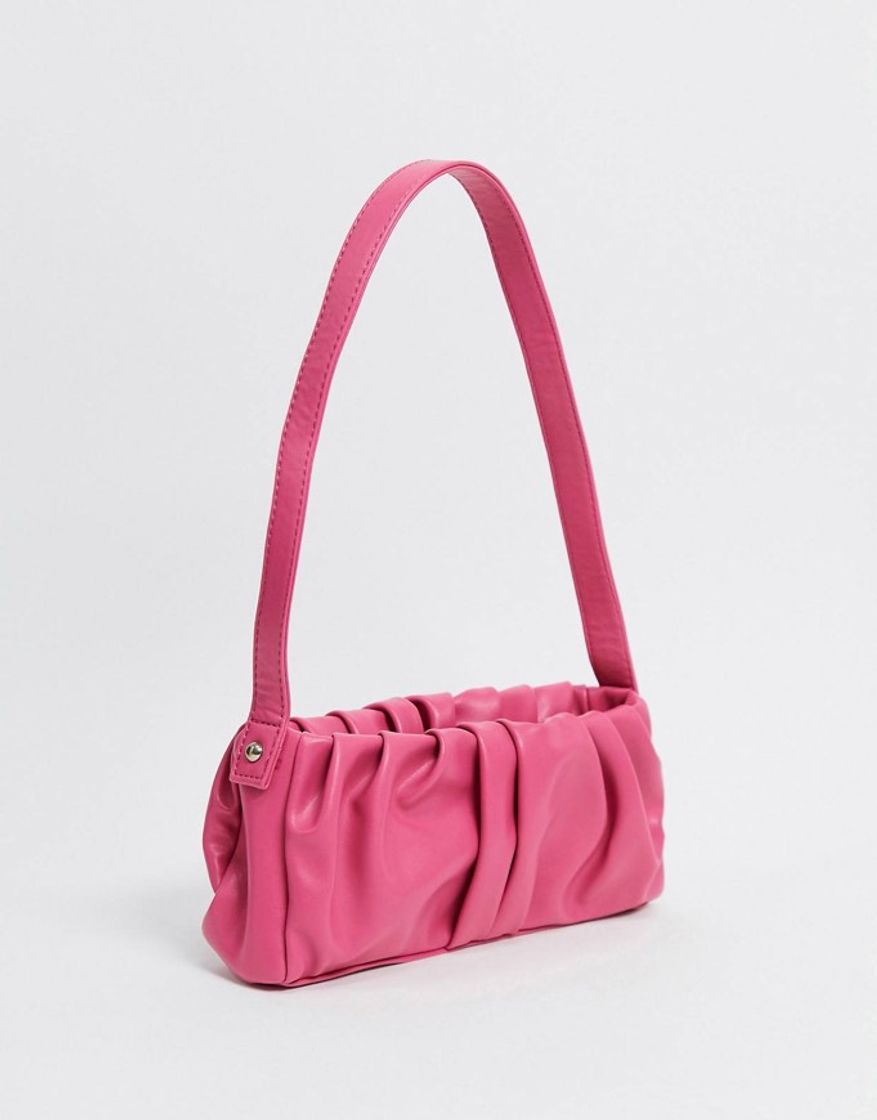 Fashion ASOS DESIGN ruched 90s shoulder bag in hot pink