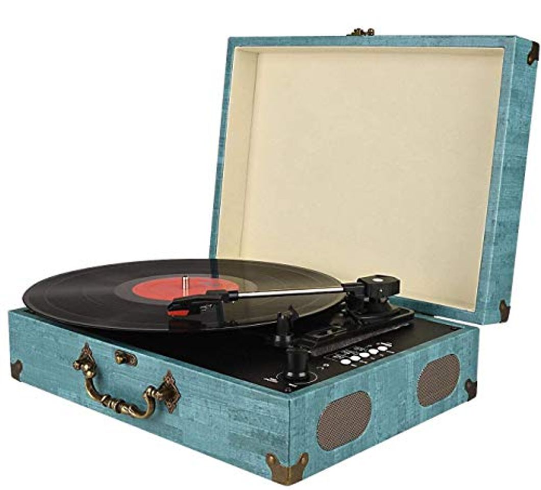 Social Tocadiscos Bluetooth con Estéreo Altavoces, Tocadiscos de Vinilo de Estilo Vintage, 33/45/78