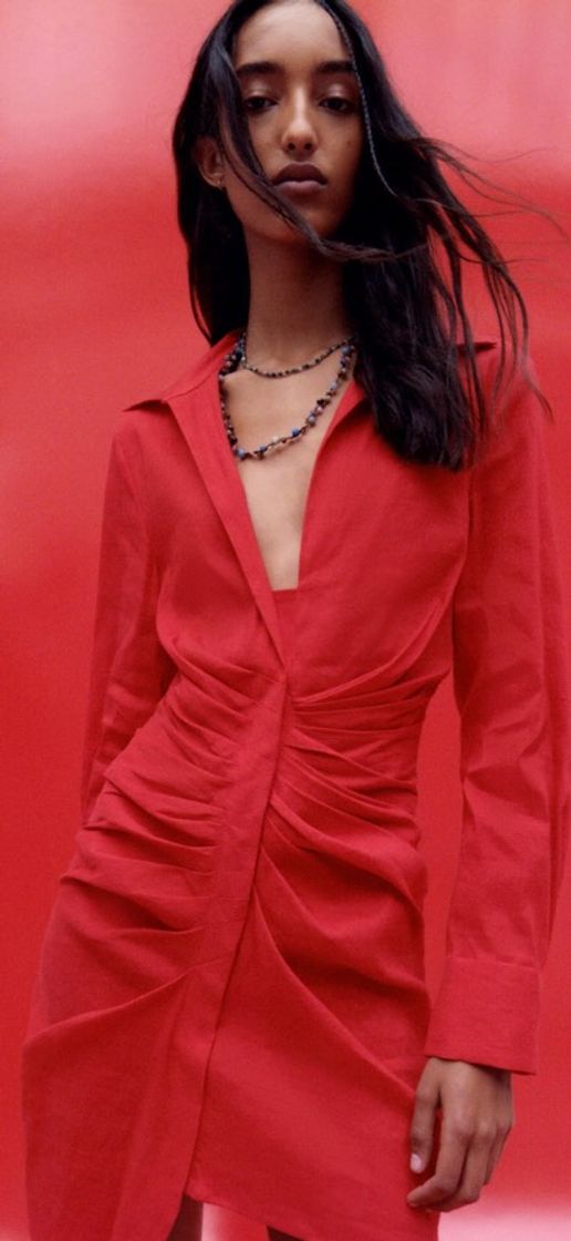 red linen dress