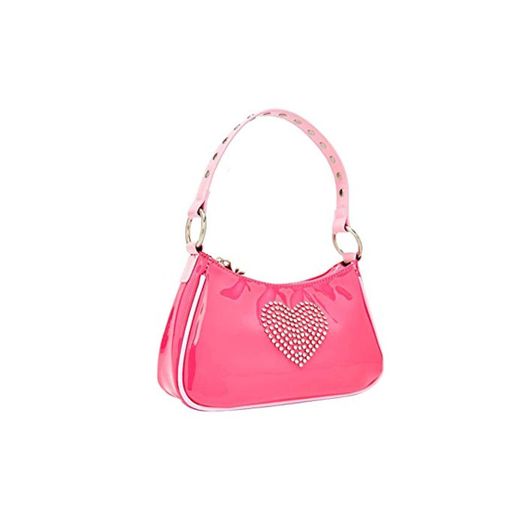 Rhinestone Girls Love Pink Purse Handbags Charol Mujeres Hobos Underrarm Bag Vintage Ladies Small Shoulder Bags