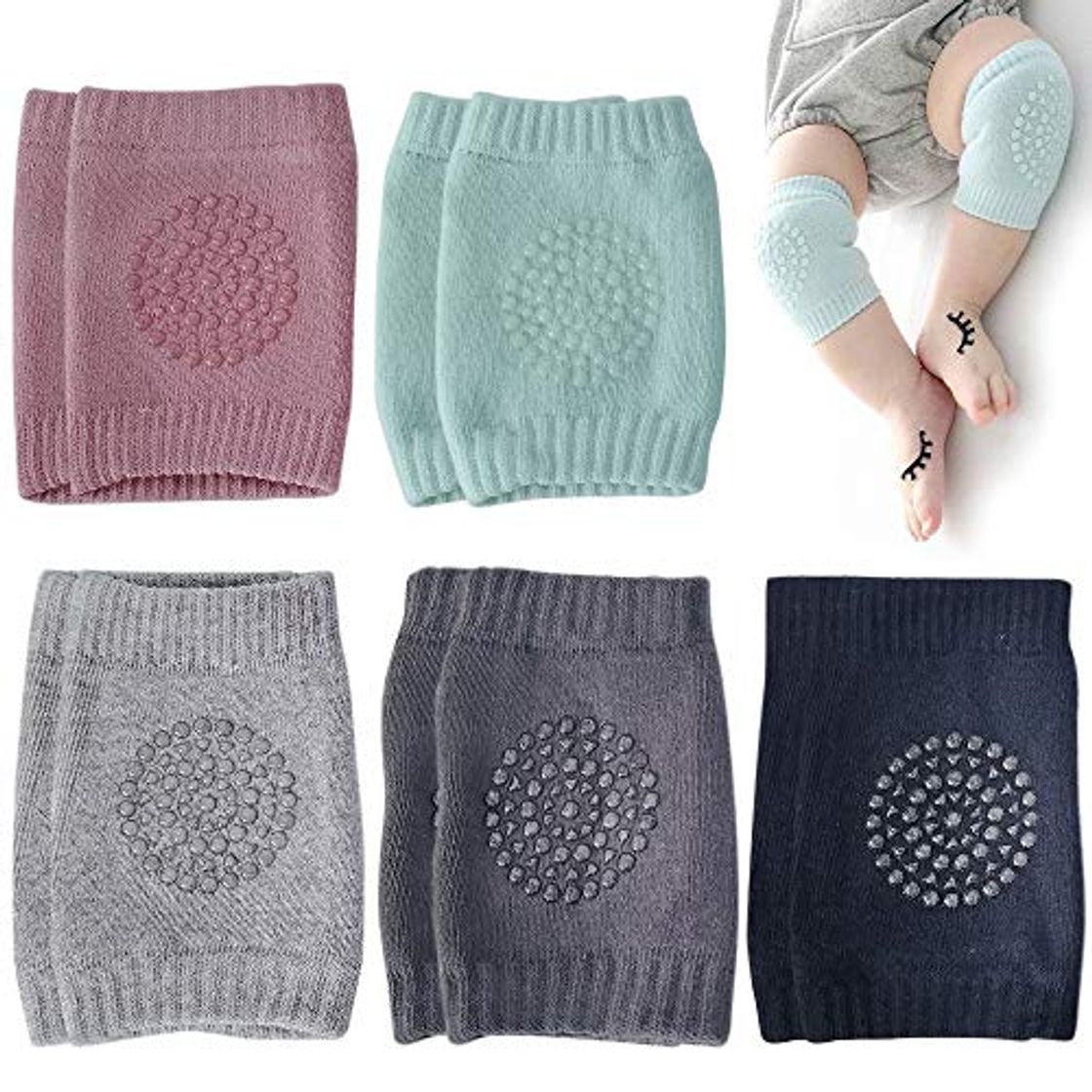 Moda CENRONG Rodilleras Bebe，5Pares Antideslizantes rodilleras bebe Protectores de rodilla de niños Calentador de piernas elástico para bebé，para Bebé 0 a 24 meses