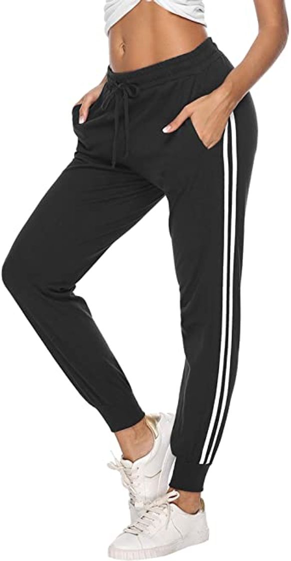Social Hawiton Pantalon Chandal Mujer Largos Pantalones de Deporte Yoga Fitness Jogger Pantalones de Punto de Rayas