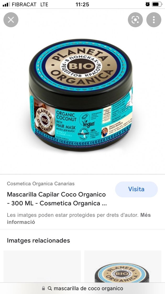 Product mascarilla de coco orgánico 