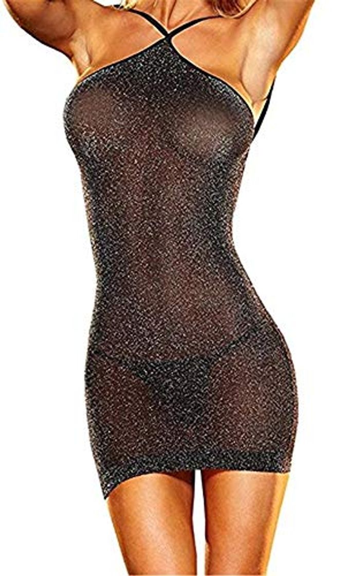 Product SxyBox Lencería Mujer Ropa Interior elástica Mini Vestido sin Mangas Club Desgaste Transparentes Teddy