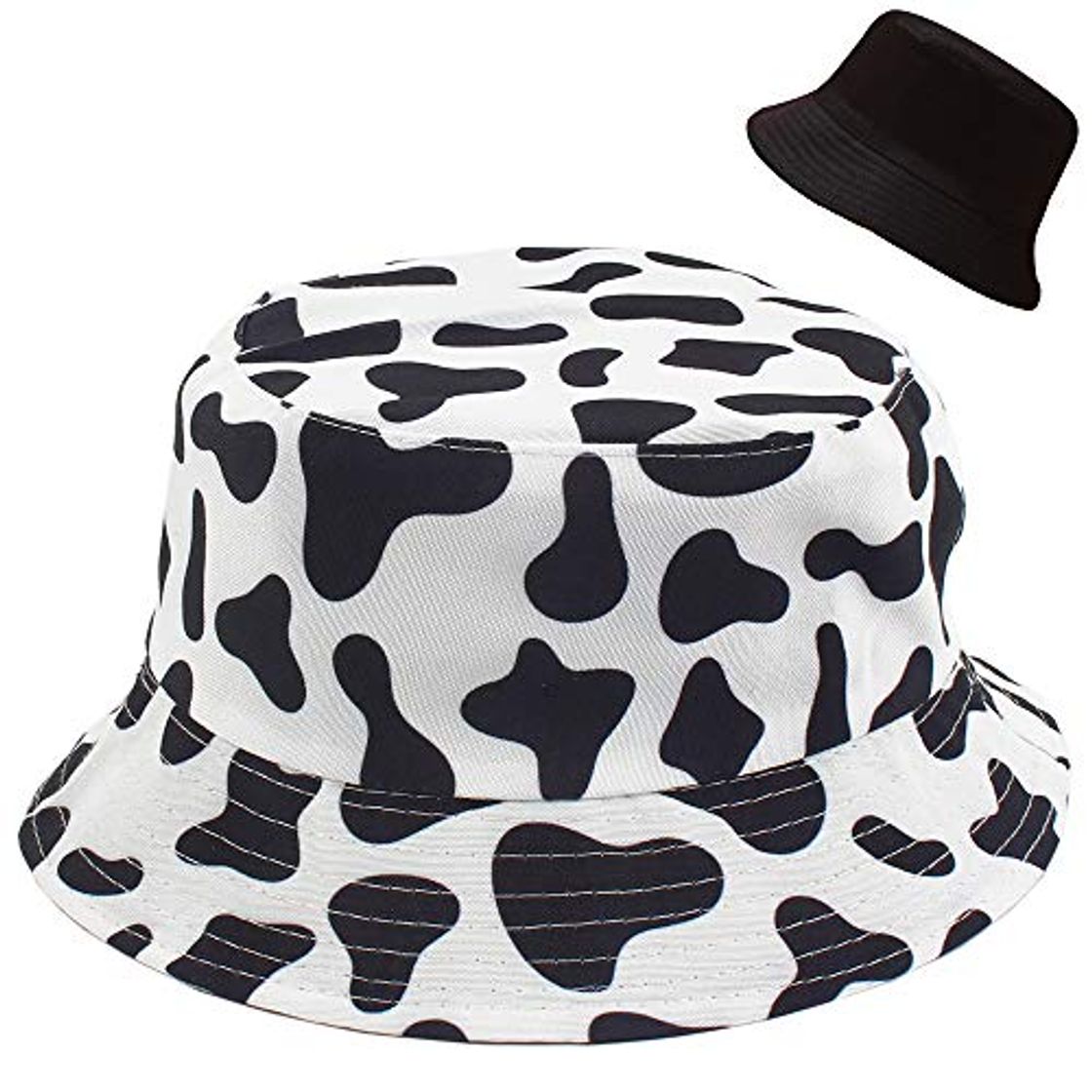 Social Estampado de Vaca Mujer Hombre Gorro de Pescador Sombrero de Pescador Protección Solar Gorro de Playa Al Aire Libre Plegable Reversible
