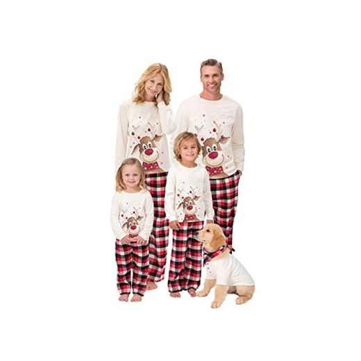 Pijamas navideños Familiares Xmas Deer Print Adultos Mujeres Niños Ropa Familiar a