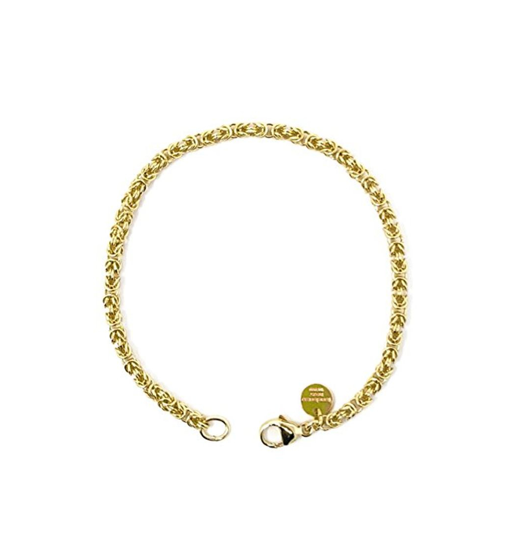 Moda Pulsera Cadena Bizantino Redondo 18k Oro doublé 4 mm 18 cm joyeria Desde la fábrica Italiana tendenze Regalo Mujer y Hombre