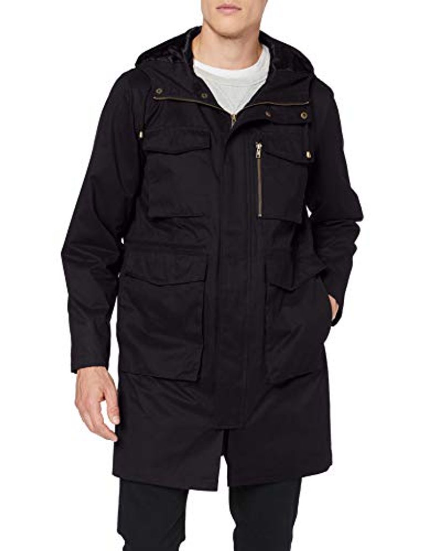 Fashion Marca Amazon - find. Cotton Utility - Abrigos Hombre, Negro, L, Label