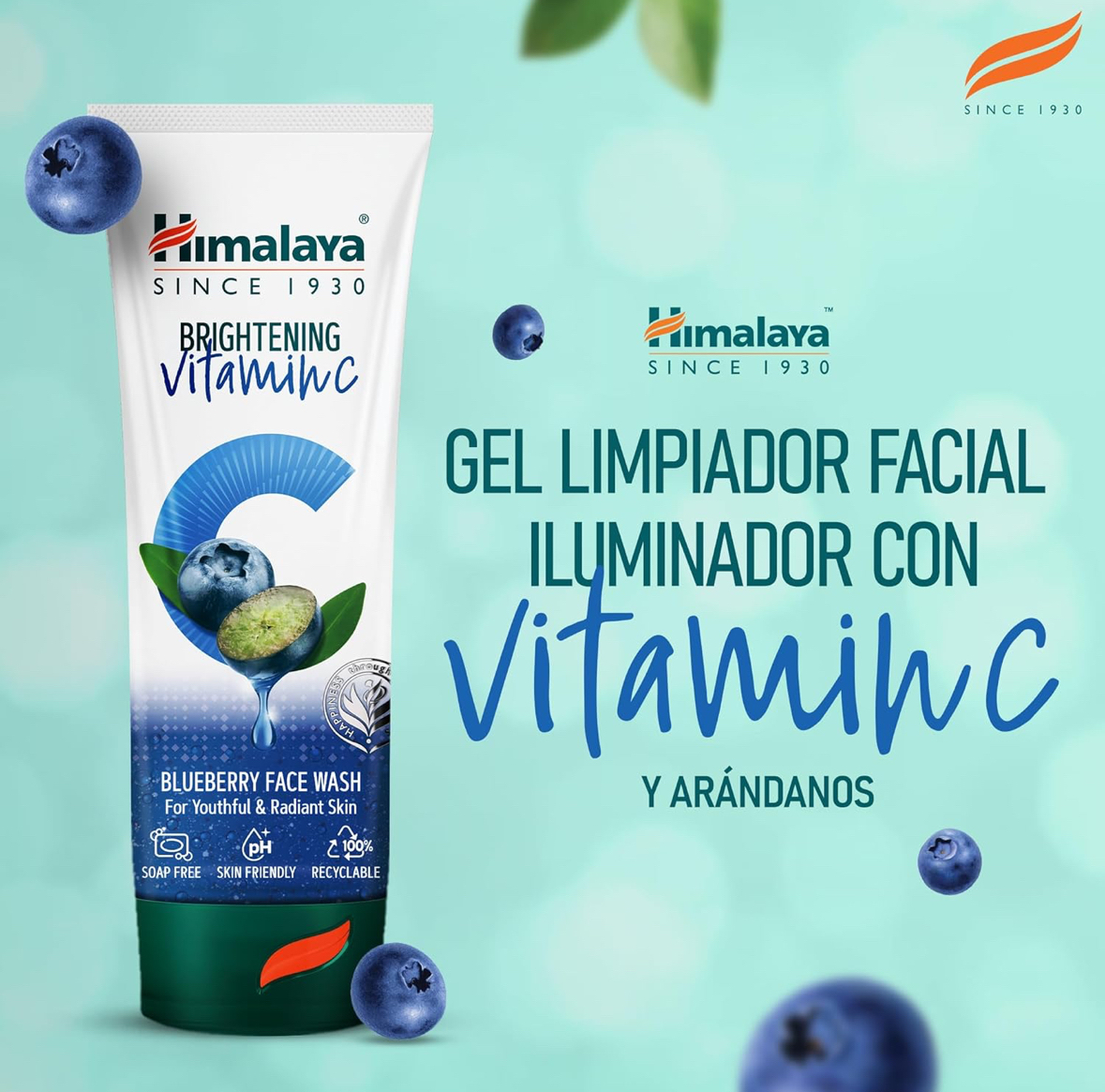 Social Himalaya Brightening Vitamin C Blueberry Face Wash | Limpiador facial iluminador | Elimina la piel apagada | 100ml