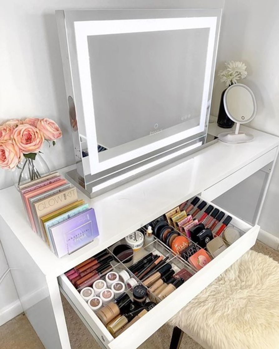 Social Espejo Maquillaje con Luz,WEILY Triple Espejo Plegable Lámpara LED 180 Grado de