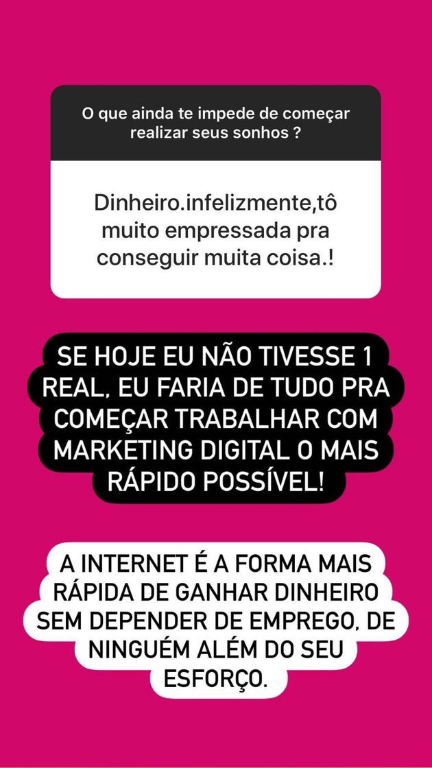 Product O que impedi de realizar seu sonho?