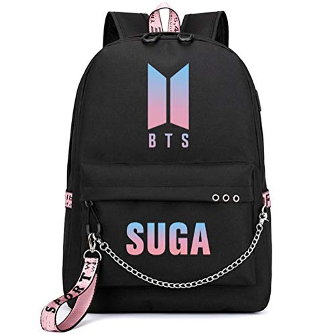 Fashion BTS Bangtan Boys Mochila Artículos de Regalo KPOP Mochila Bolsa para computadora portátil Escuela universitaria Mochila Jungkook Jimin Suga v bighit Stick con Puerto de Carga USB