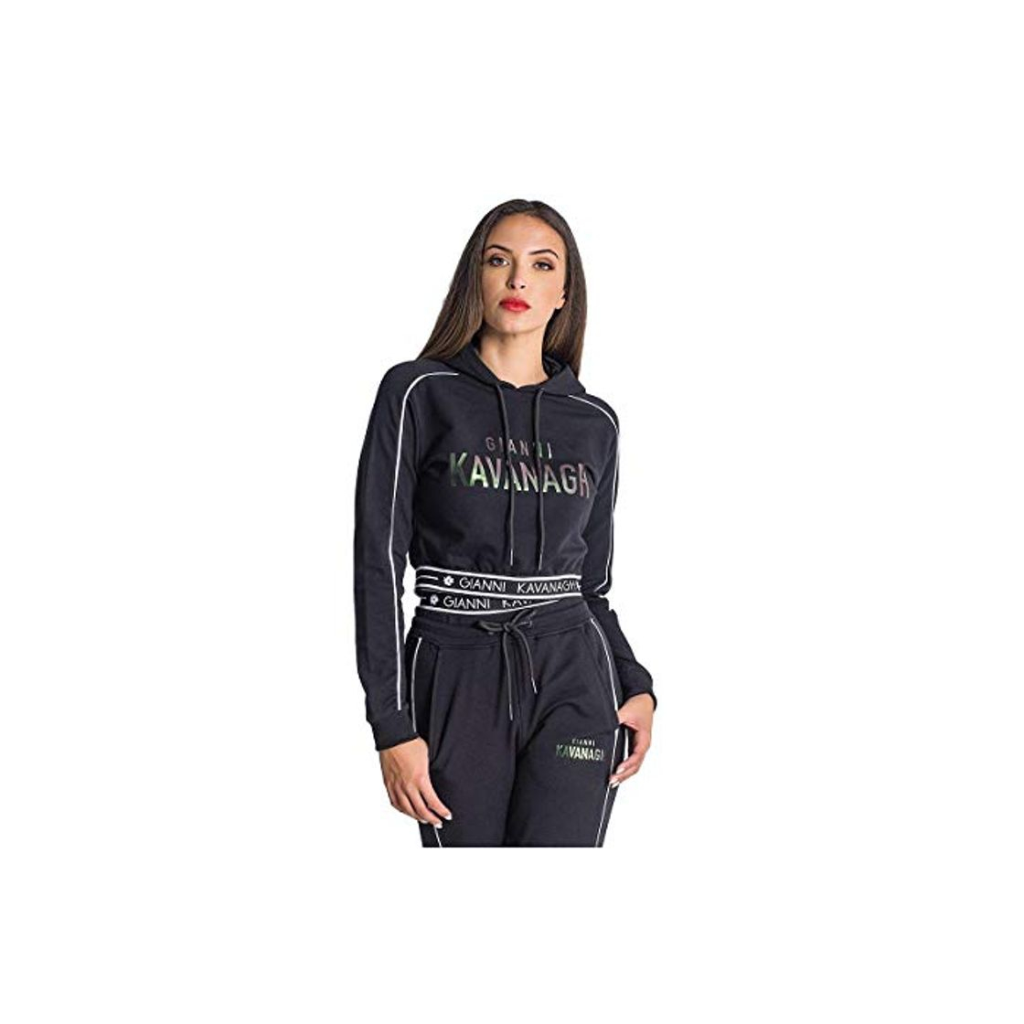 Fashion Gianni Kavanagh Black Mystic Reflection Cropped Hoodie Sudadera con Capucha