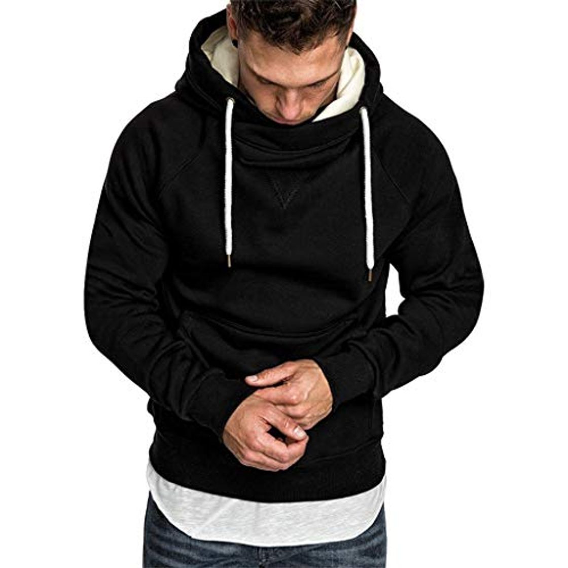 Fashion Longra Invierno Otoño Paño Hombre Manga Larga Cuello Redondo Túnica Suéter de impresión en Color sólido Tops Blusa