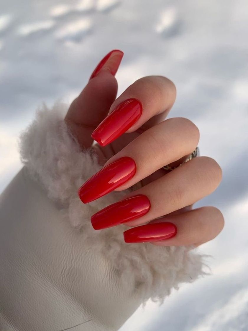Social Uñas acrílicas rojas 