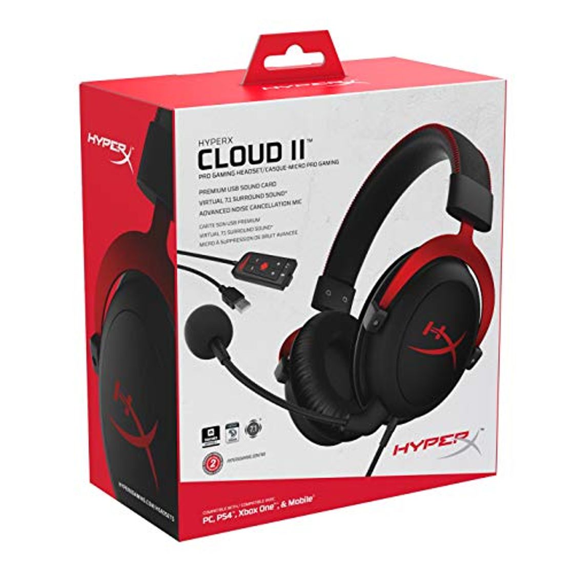 Electronic HyperX KHX-HSCP-RD Cloud II - Cascos de Gaming para PC/PS4/Mac