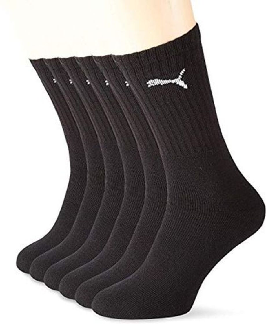 Social Puma Sport Cush Crew 6P, Calcetines Unisex, Paquete de 6, Negro