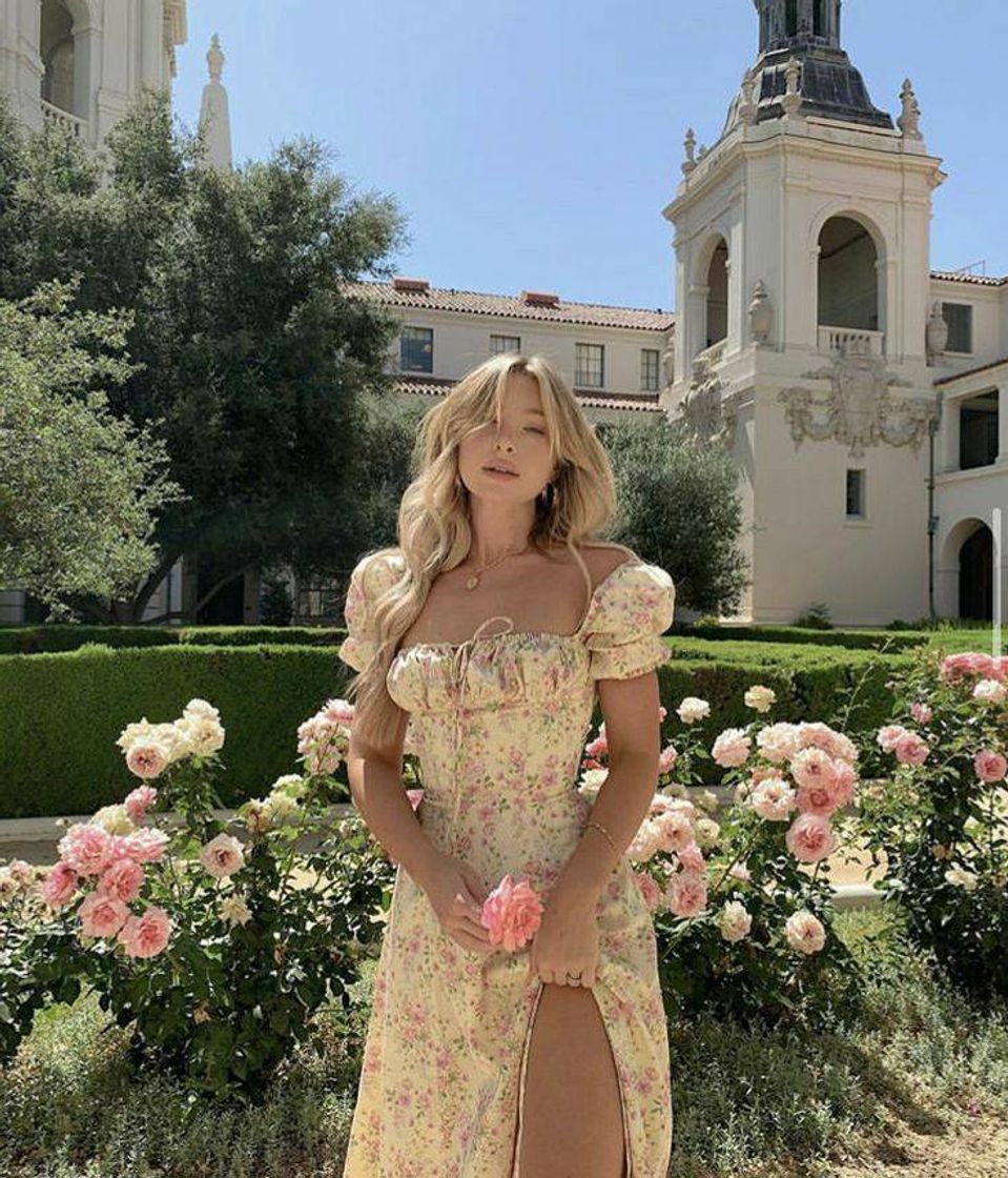 Fashion yellow floral dress