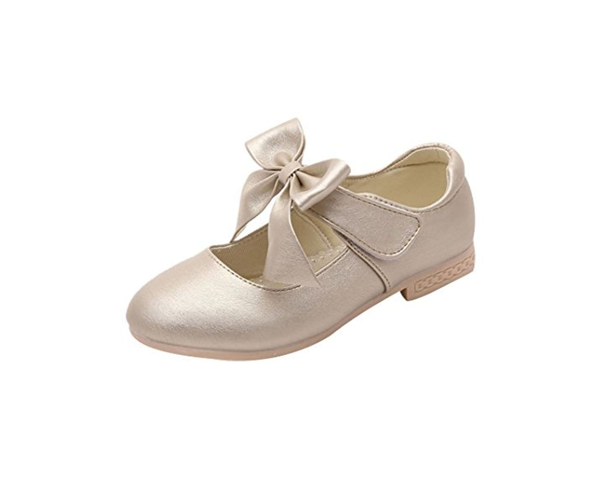 Fashion La Vogue Zapatos Zapatilla con Lazo para Niña Princesa Fiesta Dorado Color Talla 35