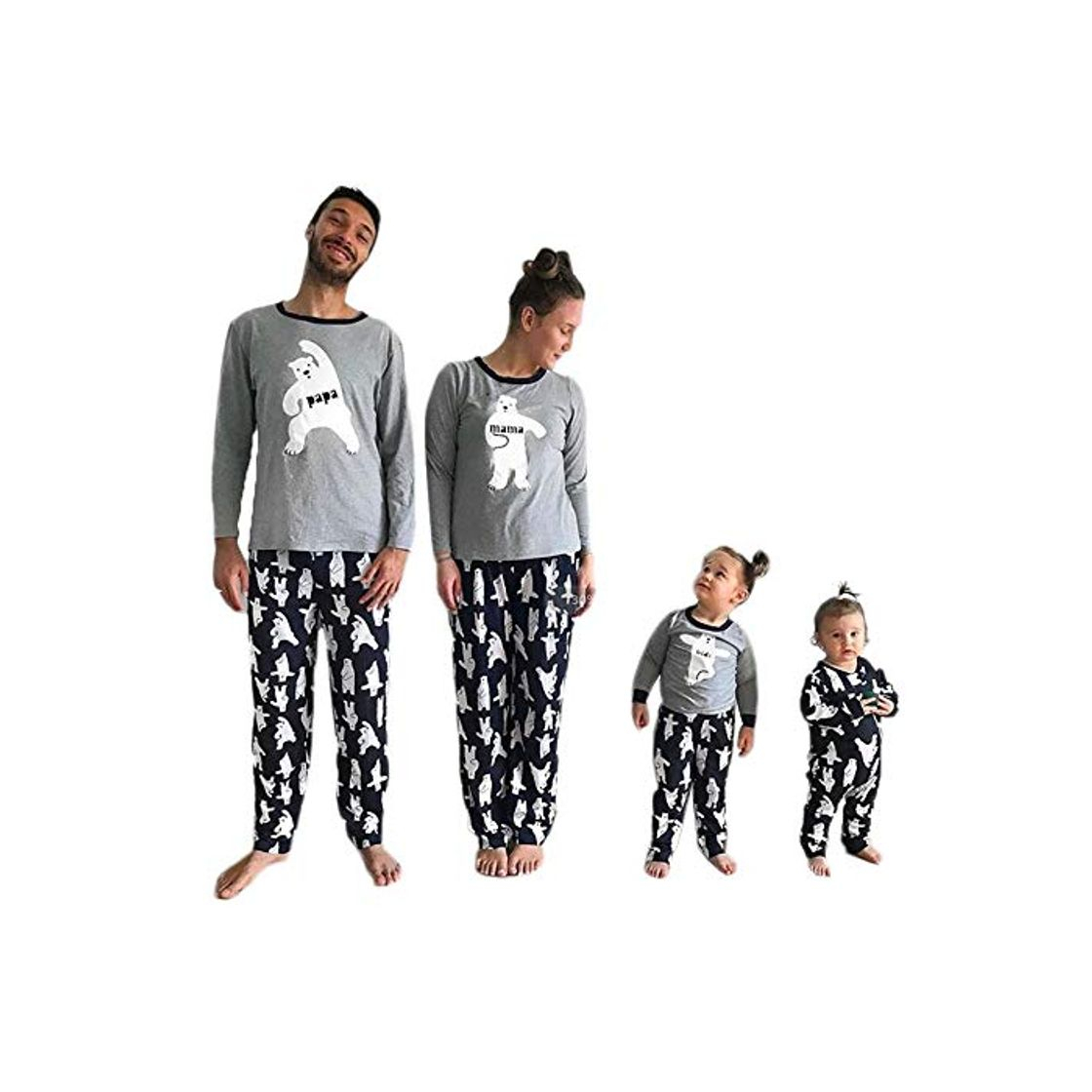 Producto Greetuny 2pcs Pijamas de Navidad Familia Conjunto Algodón Impresión del Oso Blanco