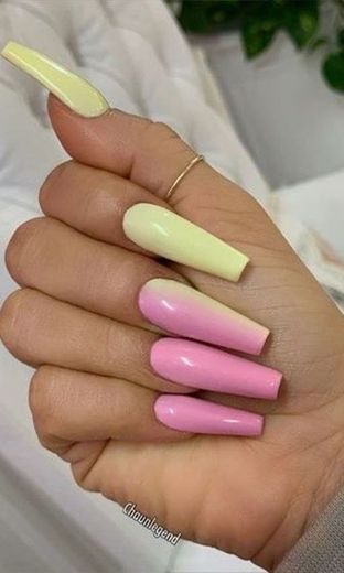 Pink and yellow nails