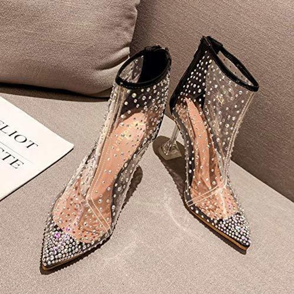 Social PIAOLDXZ Botas Diamantes De Imitación Transparentes Botines De Mujer Botas De Tacón