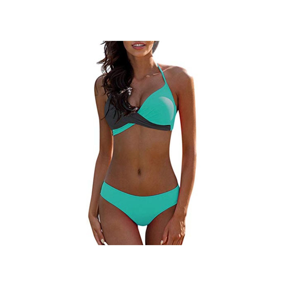 Producto LANSKIRT_Bikinis Mujer 2020 Push Up Trajes de Baño Ropa de Playa Sexy Bikini Bañador Bandeau Corbata Cruzada con Contraste Color Bañadores Bikini Top y Tanga para Mujeres Niñas