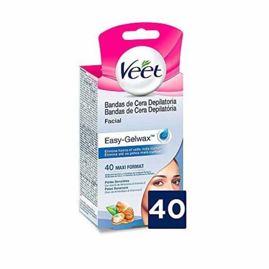 Beauty Veet Bandas de Cera Depilatoria Facial - Pieles Sensibles - Easy Gelwax