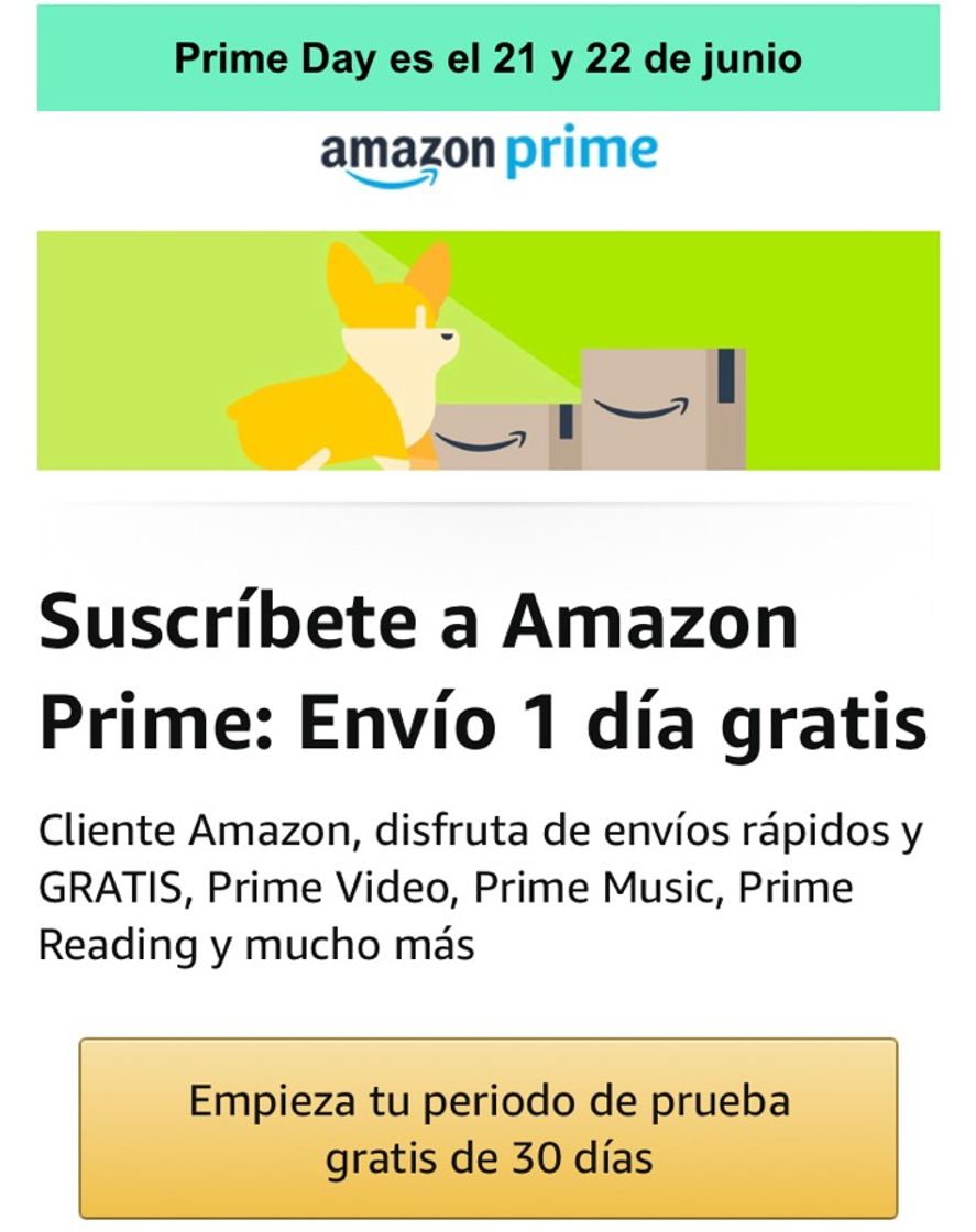 App Amazon prime 30 días gratis