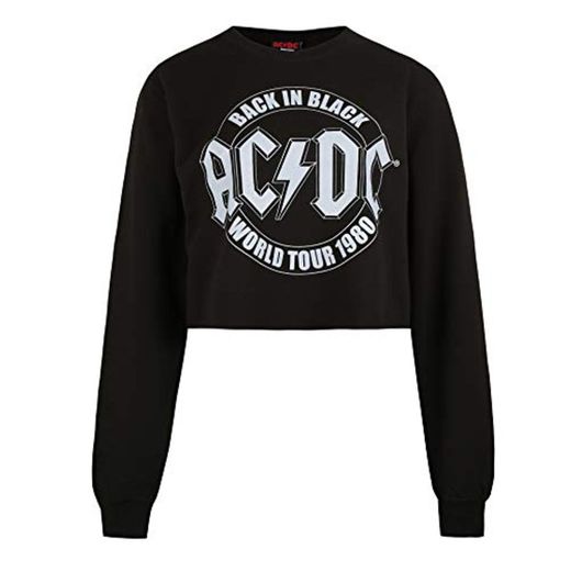 AC/DC Tour Emblem Cropped Sweatshirt Sudadera, Negro