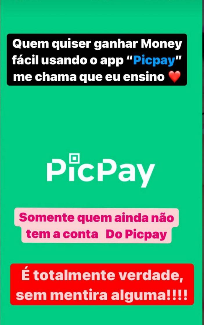 Moda querem ganhar money??? usem esse código no picpay; P61LJD