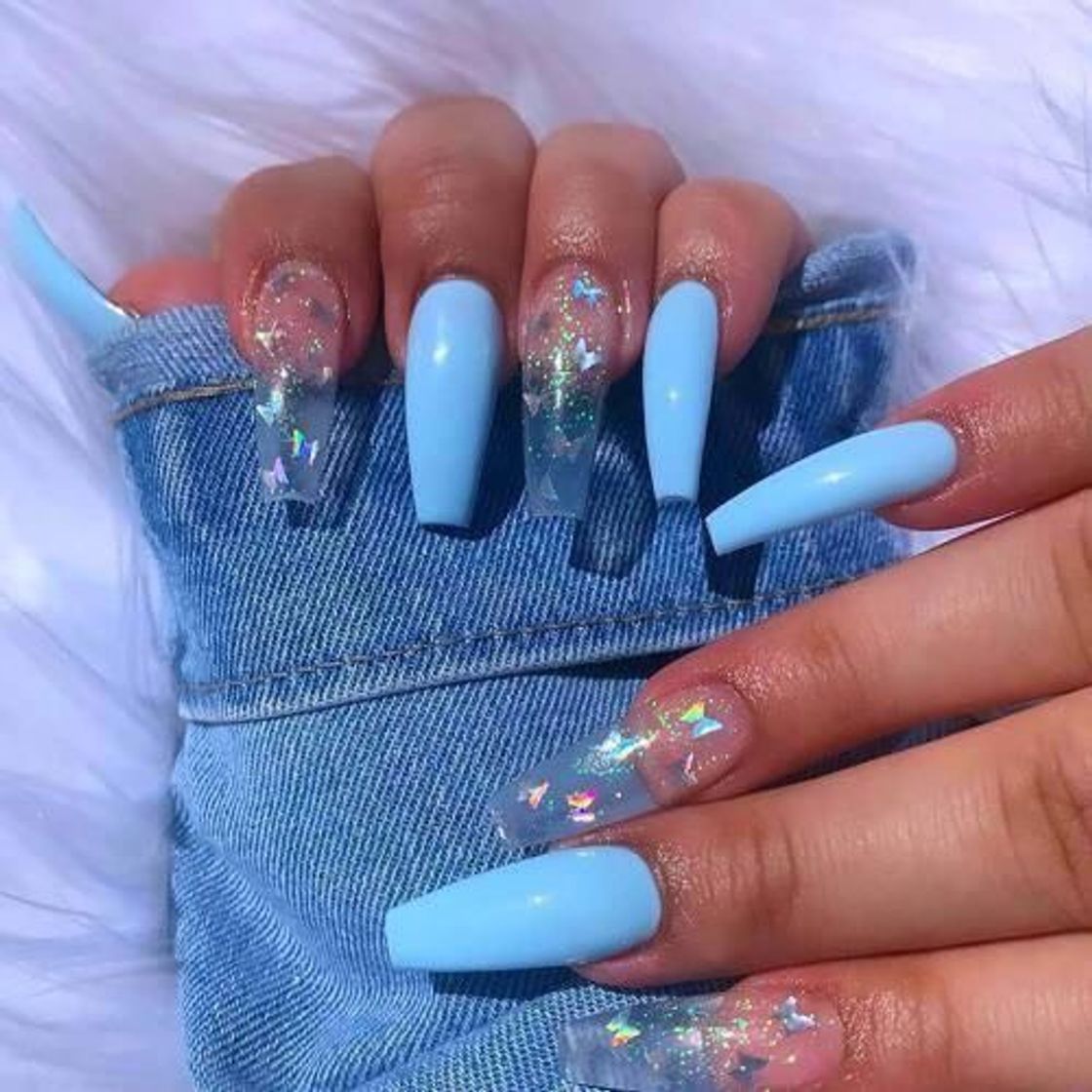 Moda Unhas de gel azul 