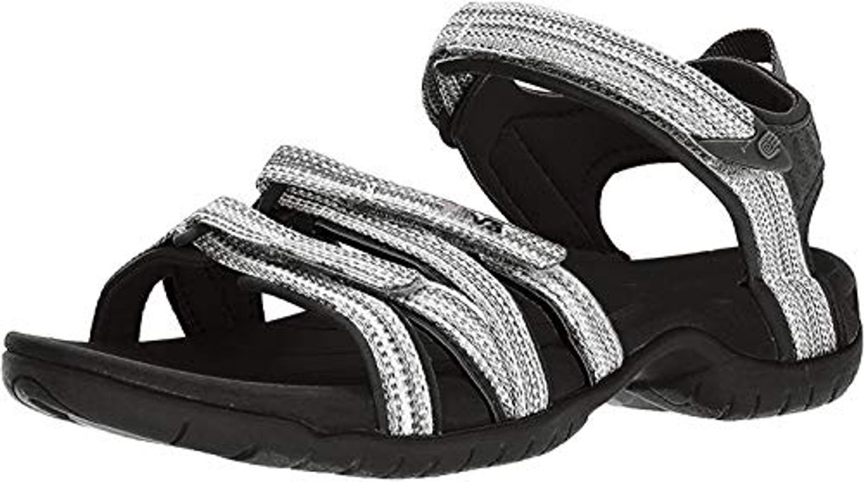 Moda Teva Tira, Sandalias de Punta Descubierta Mujer, Negro