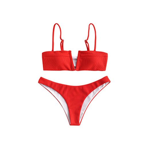 ZAFUL Set De Bikini con Relleno Lazada en Espalda Escote en V